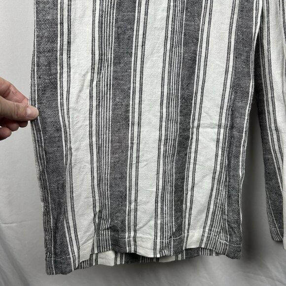 Rewash XS Gray White Striped Wide Legged Pants Pull On Linen Blend Casual Beach - Picture 4 of 8
